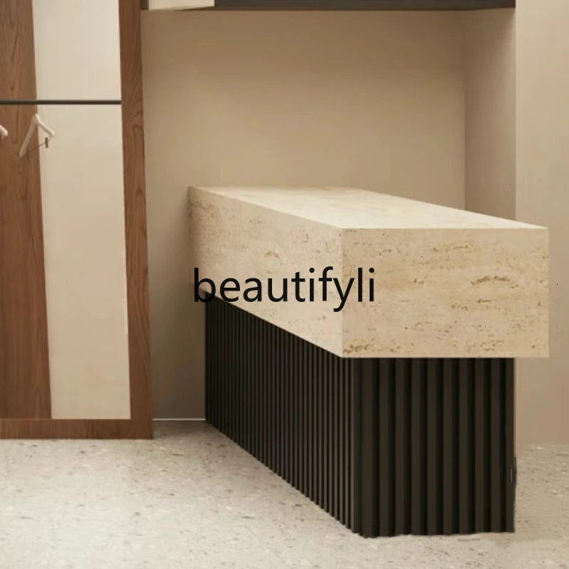 Imitation travertine bar checkout page beauty salon yoga studio counter women's clothing store counter simple baking paint