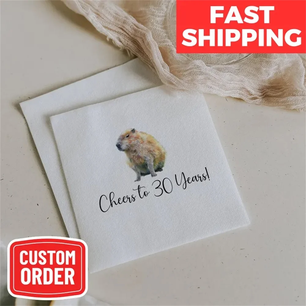 

50 PCS Personalized Napkins Wedding Anniversary, Custom Illustrated Pet Napkin Wedding, Customized Full Color Image Pet Napkin,