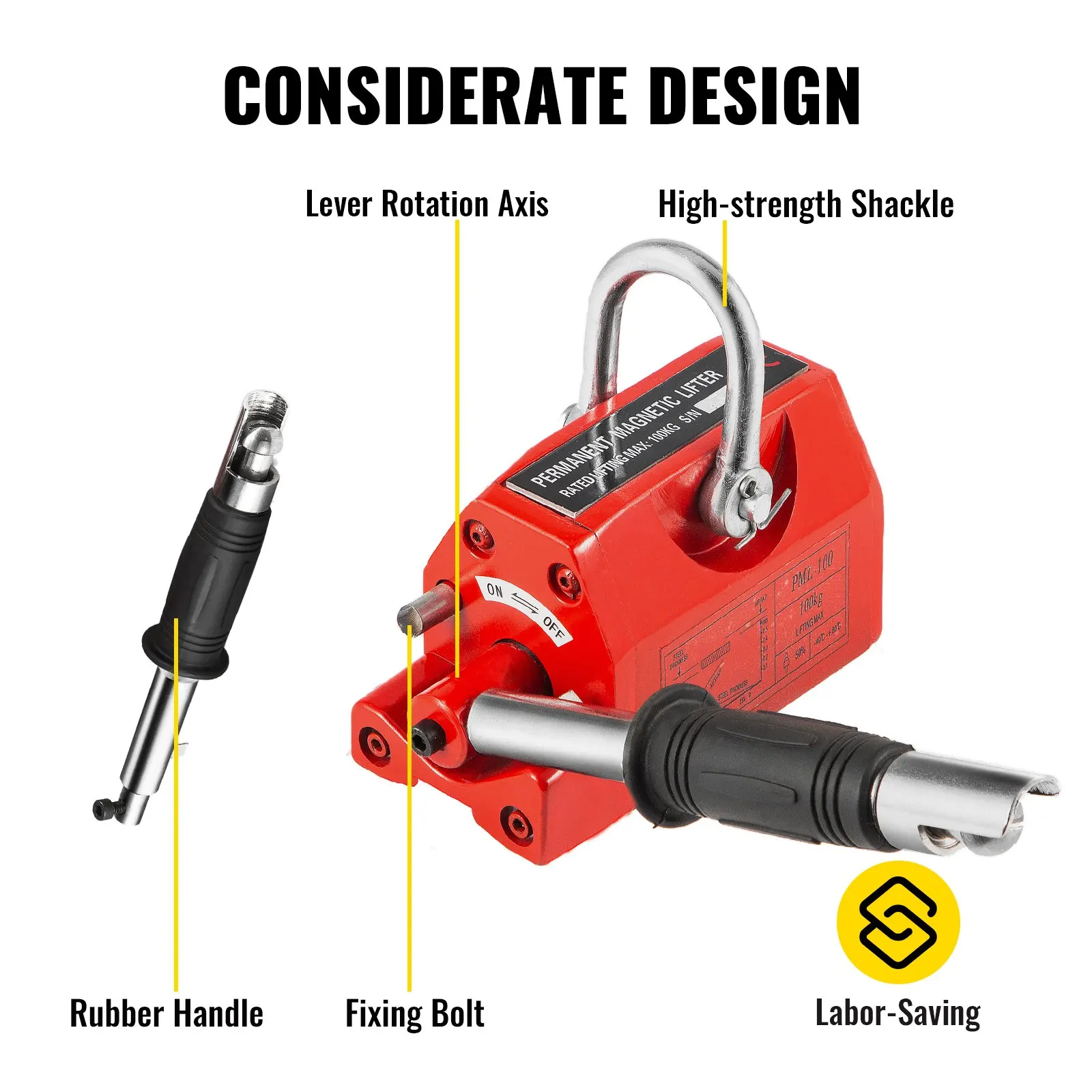 Magnetic Lifter 220LBS Capability Upgraded Lifting Magnet 100KG Hoist Magnet Neodymium Iron Permanent Magnet Cran For Lifting