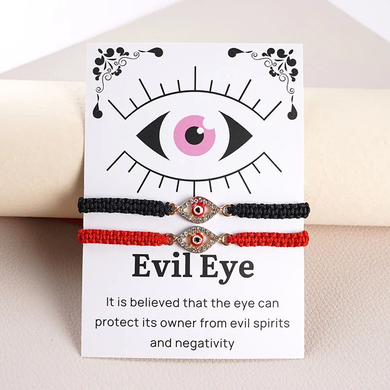 Evil Eye Armband Handgewebte Seil Charms Rot Paar Freundschaftskarte Geschenk Schmuck Großhandel Armbandjes Dames Pulsera Para Hombre