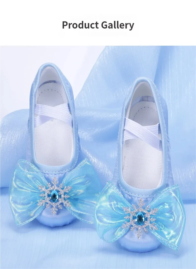 Blaue Satin-Ballettschuhe für Mädchen mit Lieblicher Eisnetz-Großer Schleife Bühnenauftritt Tanzschuhe 8128 – Detail 8