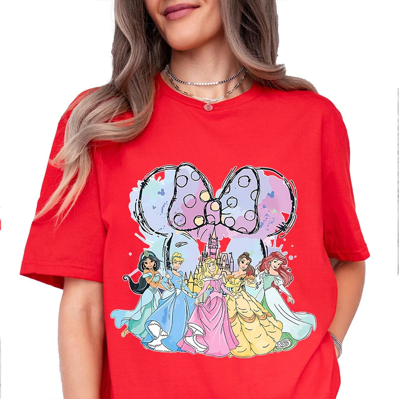 Disney Minnie Mouse T-shirt Magic Kingdom katoenen T-shirt met korte mouwen Amerikaanse retro damesmode casual streetwear sport-T-shirt