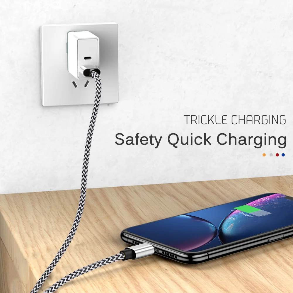 1 متر 2 متر 3 متر USB كابل شاحن البيانات آيفون X XR XS 11 12 13 برو ماكس 6 6S 7 8 14 زائد SE سريع شحن الحبل النايلون مضفر كابل