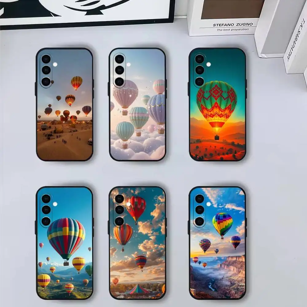 Colorful hot air balloon Phone Case For Samsung Galaxy A73,A72,A71,A70,A53,A52,A51,Others Soft Black Cover