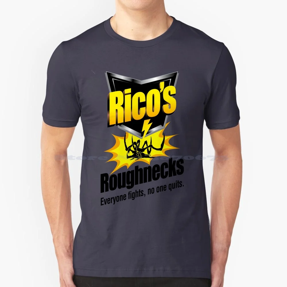 Rico's Roughnecks T Shirt 100% Cotton Tee Starship Troopers Rico Roughnecks Raid Logo Mashup Parody Funny Vector Satire Sci Fi