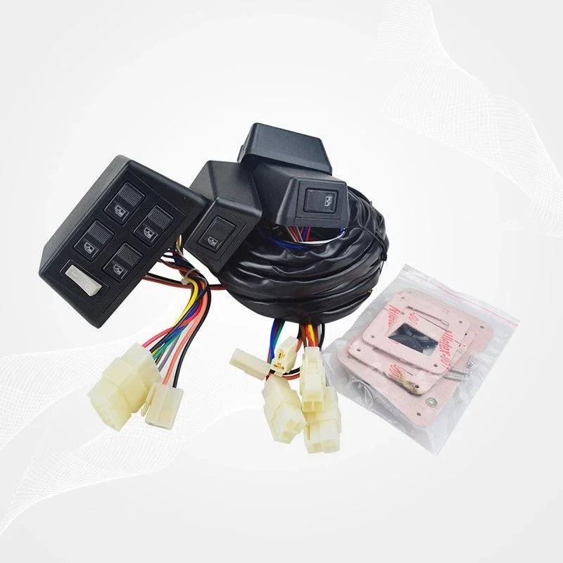 Car Universal Window Lift Assembly Four Door Refit Kit Driver Master Control Switch Wire Harness Front Rear Door Power Button