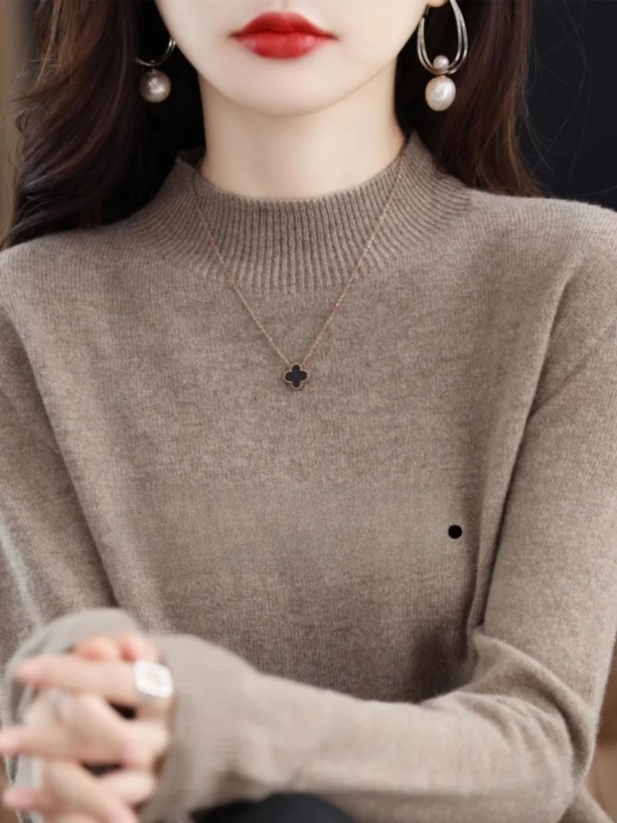 

Women's Knitted Wool Sweater f High Collar ort Loose Fit Inner Wear Camere Base irt Commute Sle Soft Thiened Lon...