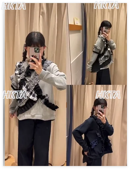 Sudadera holgada de manga larga con cuello redondo y lazo de flores plisado japonés para otoño e invierno, chaqueta para ir al trabajo a la moda, Top para mujer