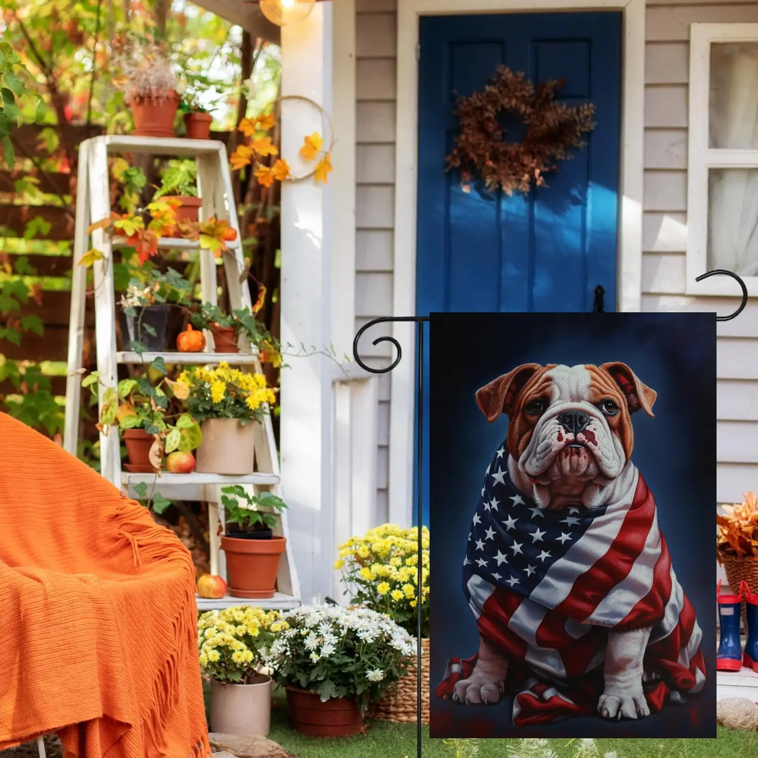 Patriotic Garden Flag Bulldog- American Flag 12x18 Double Sided Decorative Outdoor Flag for Memorial Day Independence Day Ya UUX