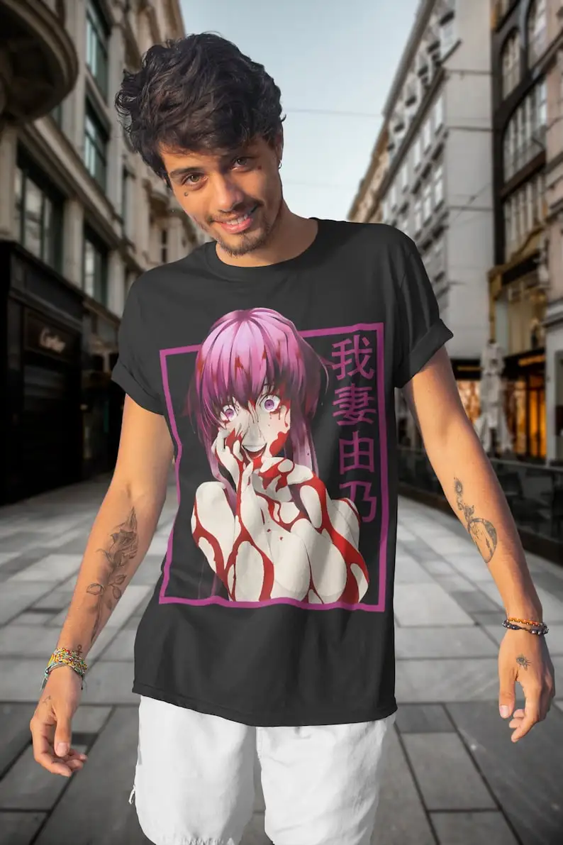 Mirai Nikki Anime T-Shirt, Yuno Gasai Future Diary Manga Waifu Shirt, Unisex Graphic Tee