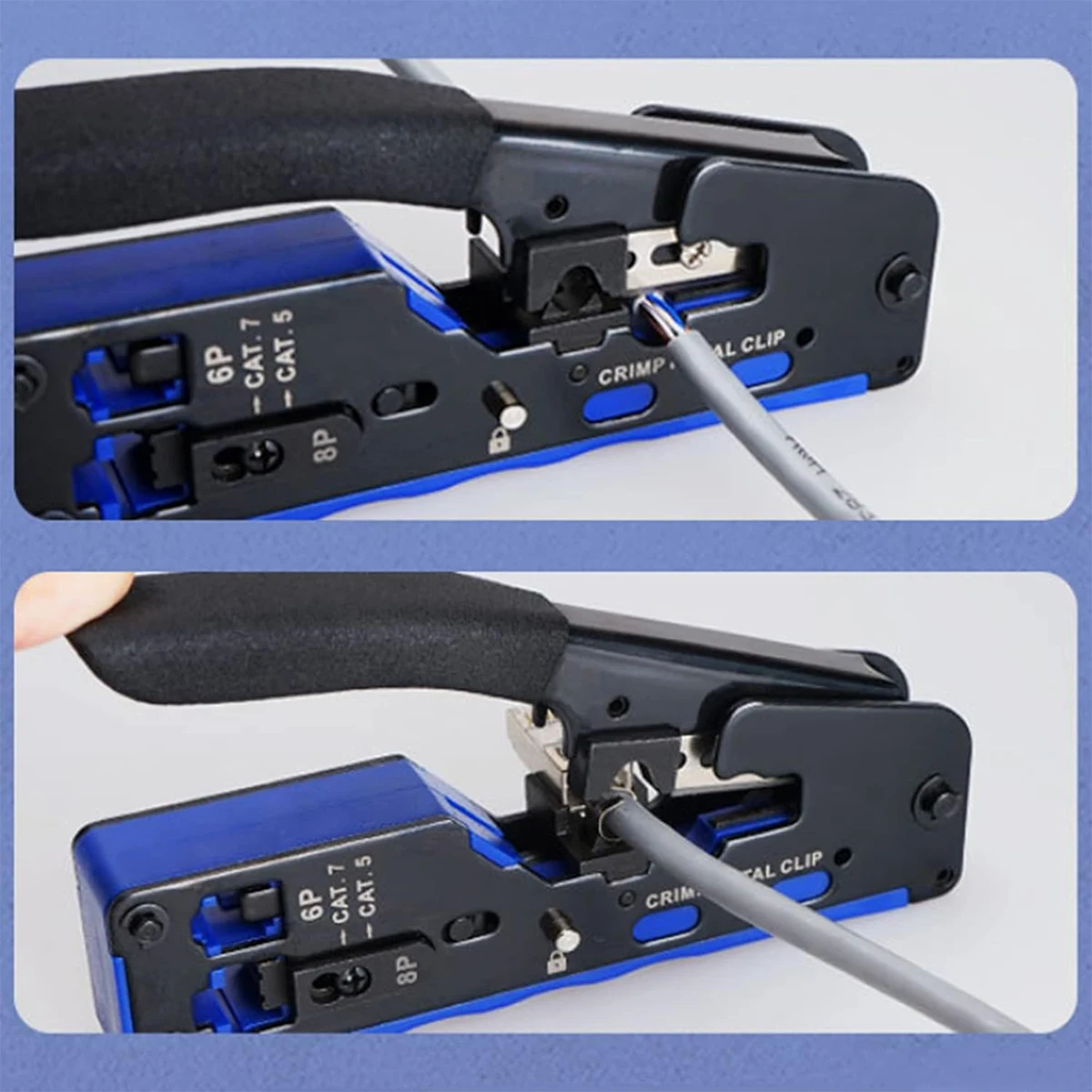 Pass Through RJ45 Crimp Tool Kit All-in-One Ethernet Crimper Cat7 Cat6 Cat5 Crimping Tool with Network Cable Tester