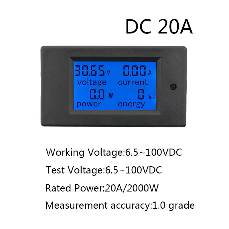 Imagem -03 - Display Lcd Digital Atual Tensão Medidor de Energia Amperímetro Voltímetro 100a Atual Shunt dc 6.5100v 0-100a 020a