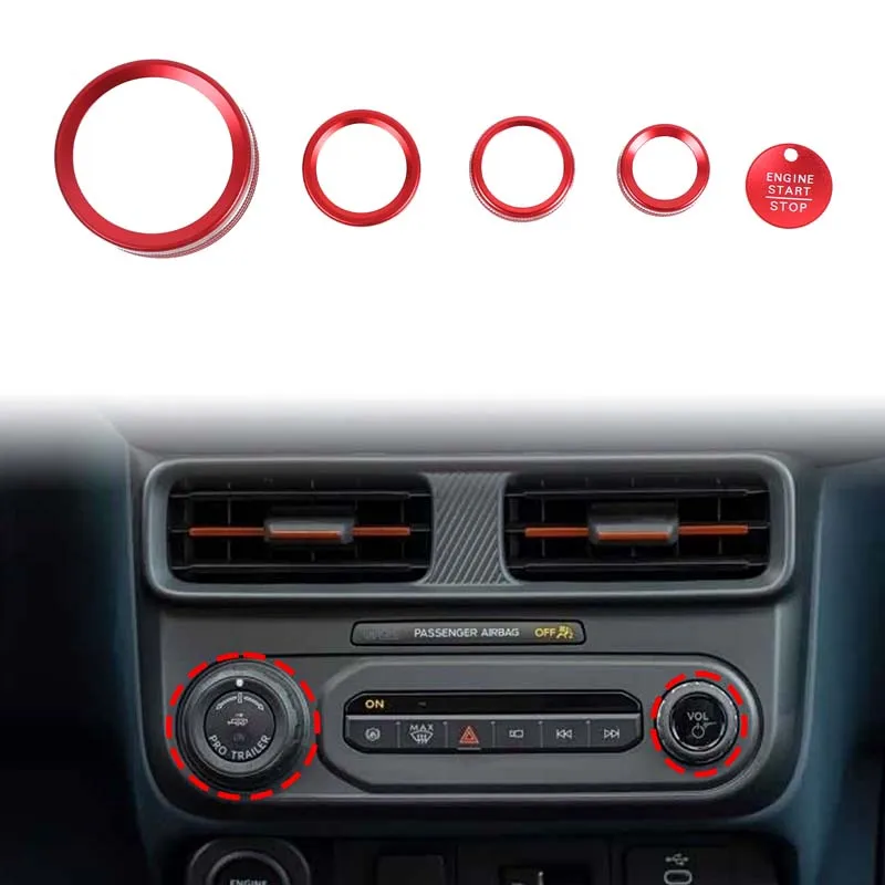 

Aluminum Alloy Red For Ford Maverick 2025 Car central control knob ring one-click start decorative sticker interior accessories