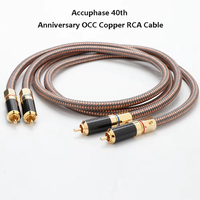 アキュフェーズ 40 周年記念 OCC 銅 RCA ケーブル - カーボンファイバー金メッキプラグ Hi-Fi オーディオ相互接続、アンプ/DAC/TV 用