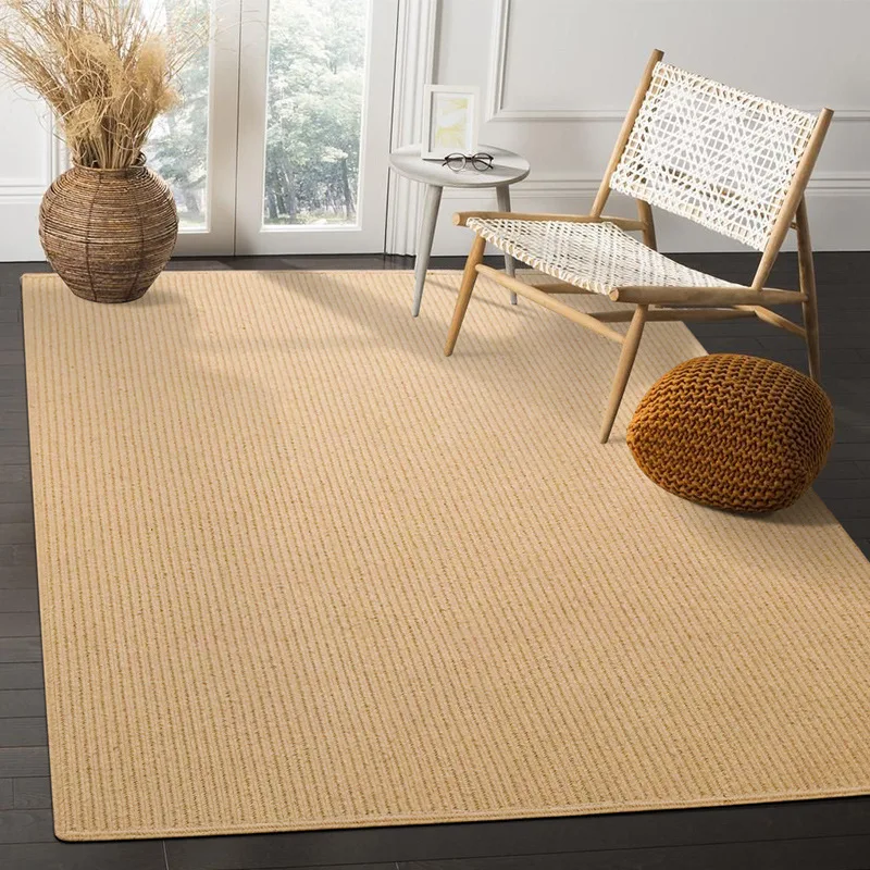 

Living Room Carpet Natural Jute Hand Woven Breathable Home Decoration Bedroom Rug Wear Resistant Durable Modern Minimalism Mat