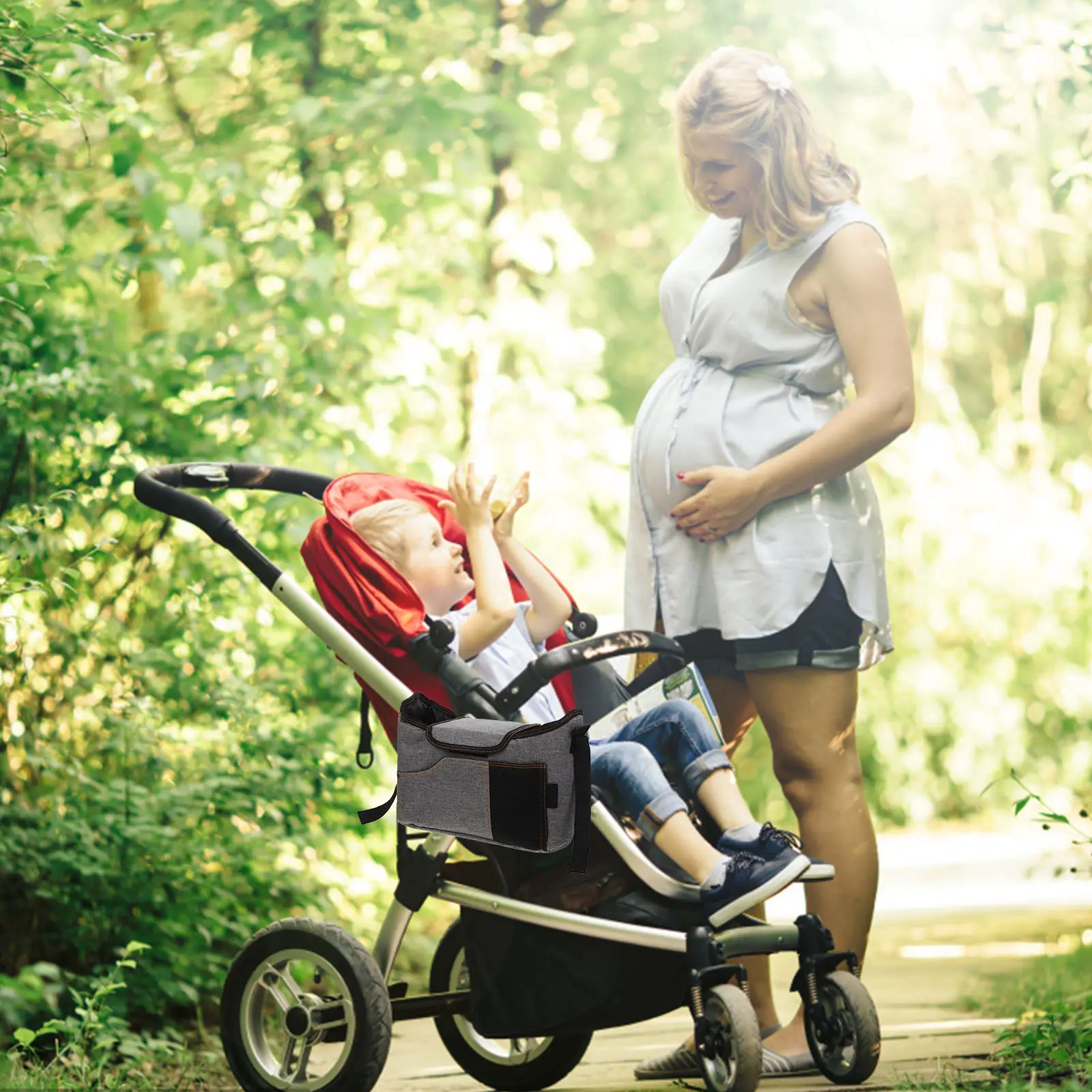 

Diaper Bag Stroller Organizer Cross Body Style Large Capacity Mesh Pouches Adjustable Straps Fits Most Strollers