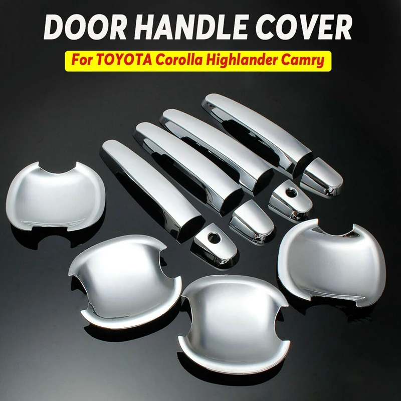 

12X ABS Door Handle Cover Bowls Trim Chrome For TOYOTA Corolla 03-13 Highlander 01-07 Camry 02-06 RAV4 01-08 Yaris 08-08