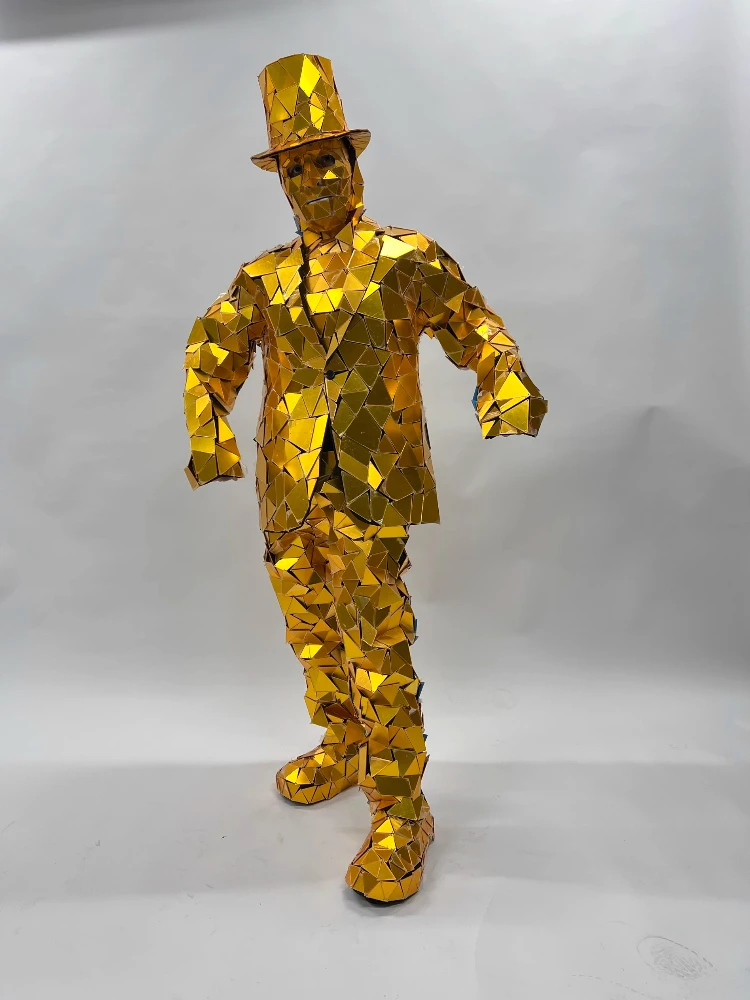 Costume miroir doré pour hommes, Costume de danse Laser de scène argentée, spectacle de fête, Costumes de Machine Cool, vêtements de Cosplay pour Bar DJ