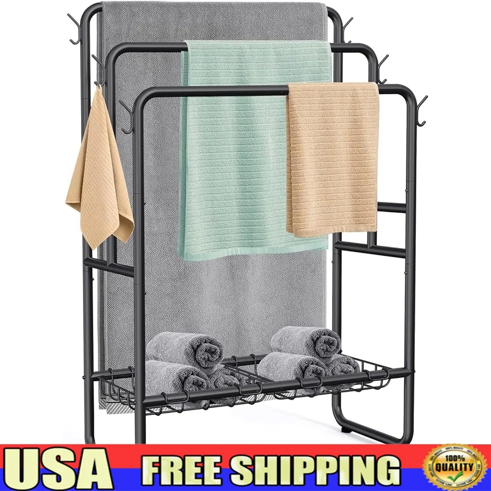 

Отдельно стоящая вешалка для полотенец 3-х уровневая со съемными корзинами и крючками. Эффективная организация полотенец. Использование в помещении и на открытом воздухе.