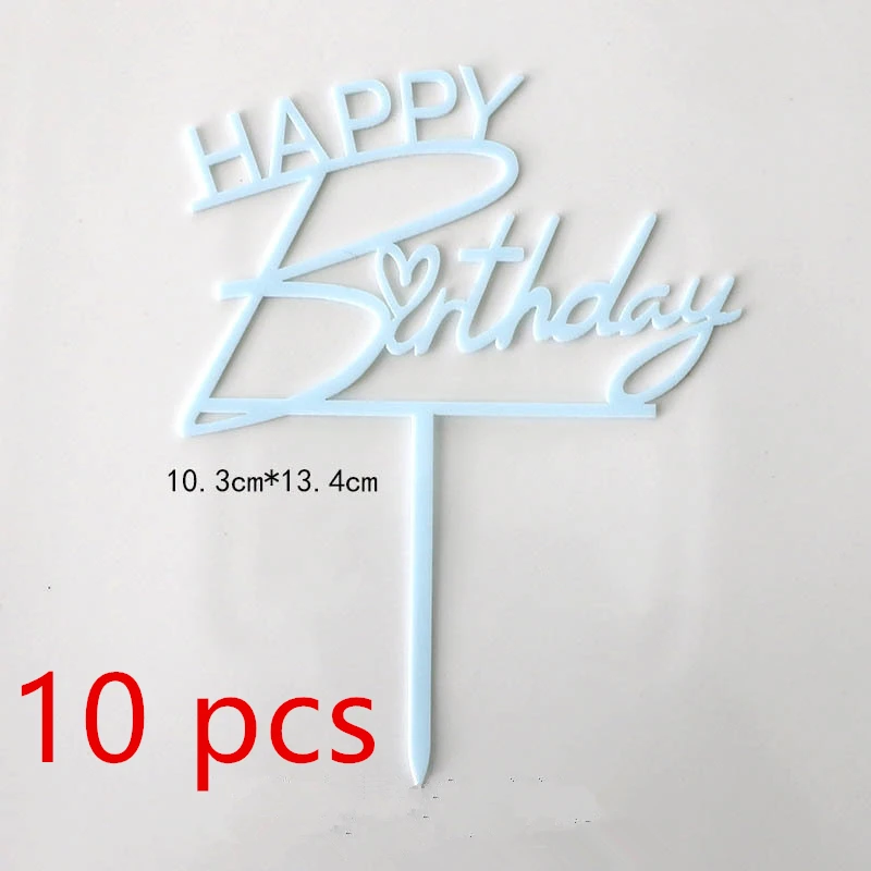 10 stücke Neue Gold Alles Gute Zum Geburtstag Kuchen Topper Gold Schwarz Acryl Kinder Geburtstag Party Kuchen Topper Dessert Dekoration Baby Dusche geschenk – Detail 5