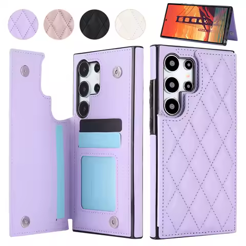Wallet Double Button Small Fragrant Cardslot Magnetic Flip Leather Case For Samsung Galaxy S25 Ultra S24 FE S23 Plus S22 S21 S20