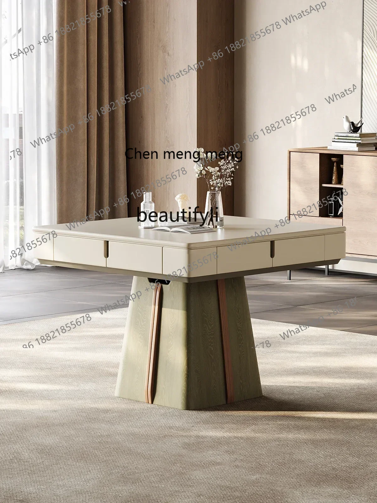 

D178 Y Cream wind solid mahjong table table dual-purpose automatic household high-end mahjong machine