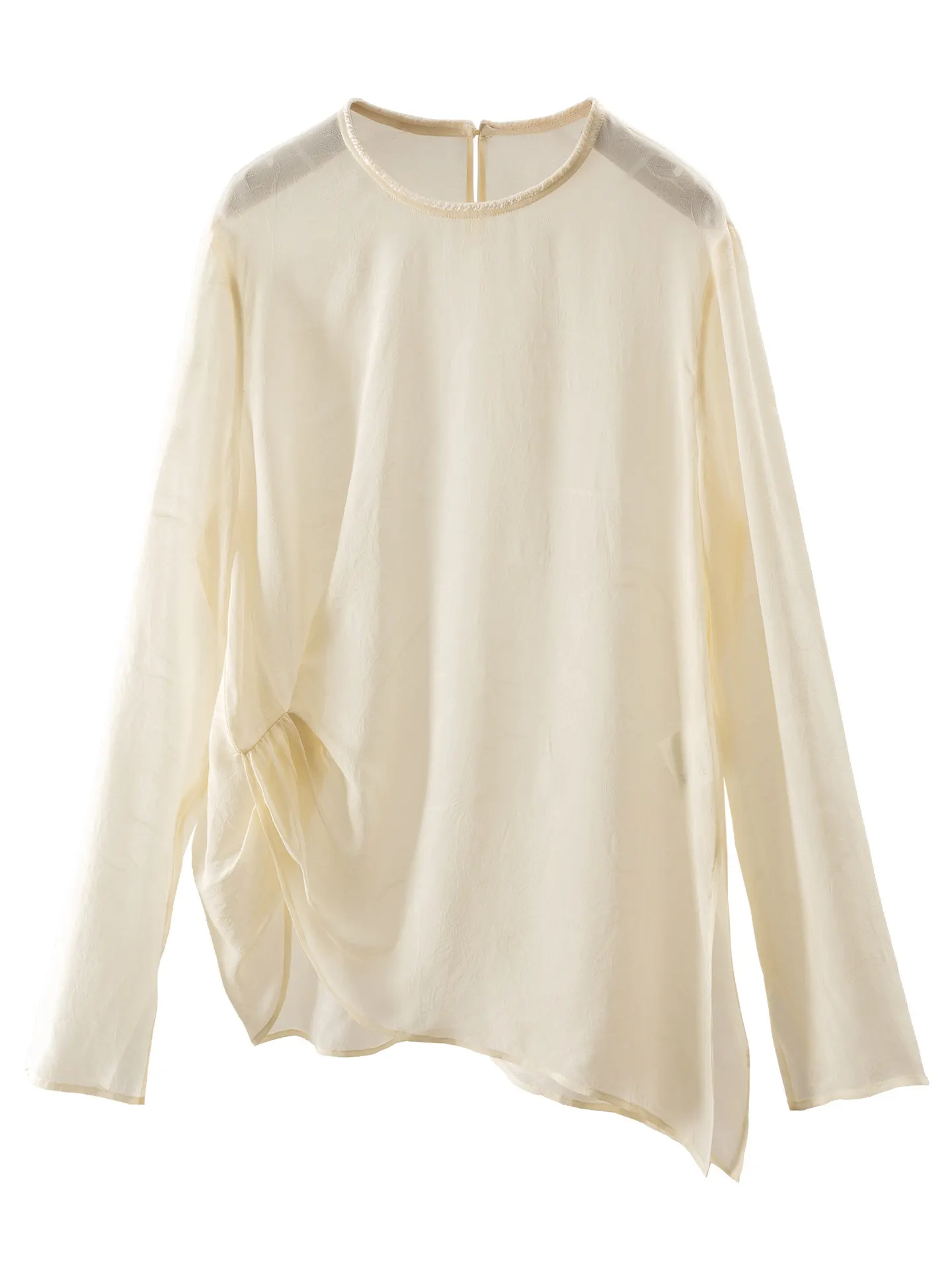 

Blouse Thin Summer Light Luxury and Elegant Asymmetrical, Tibetan Meat Real Silk Jacquard Shirt Women 43J3