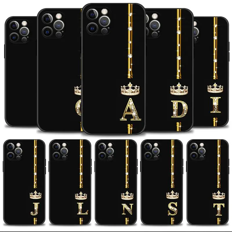 Phone Shell For Apple iPhone 15 14 13 12 11 Pro Max 13 12 Mini XS Max XR X 7 8 Plus Case Diamond Crown Queen King Letter