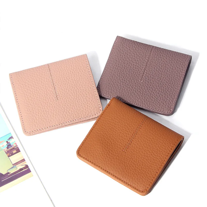 

Western Cowhide Leather RFID Blocking Short Women Wallet Fashion Car Line Multi-card Slots Purse for Ladies