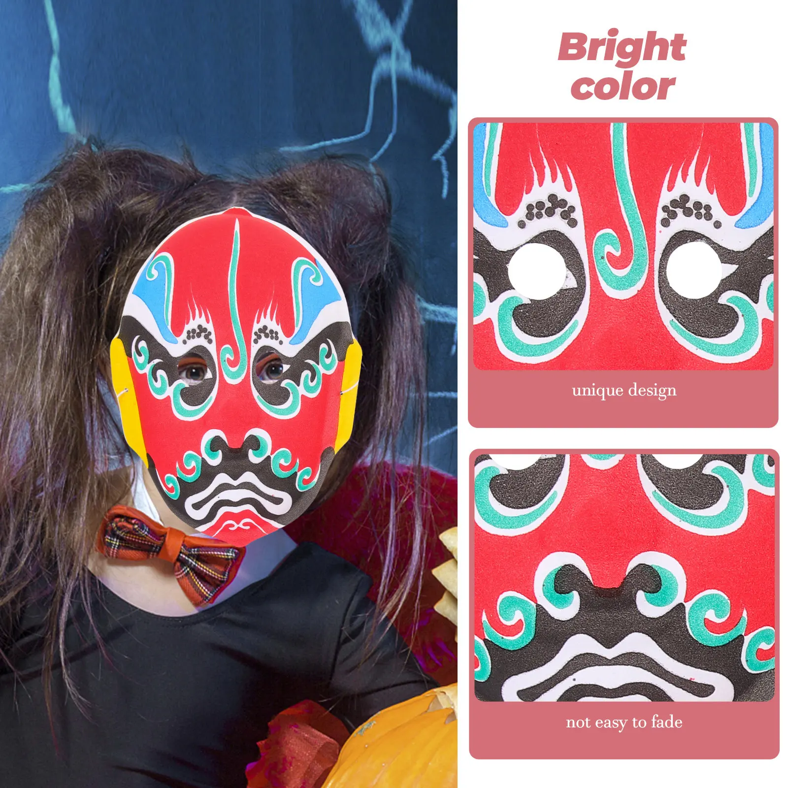 6Pcs Sichuan Opera Face Masks Flocking Cosplay Mask Set Perfect for Costume Party Halloween Masquerade Photoprops