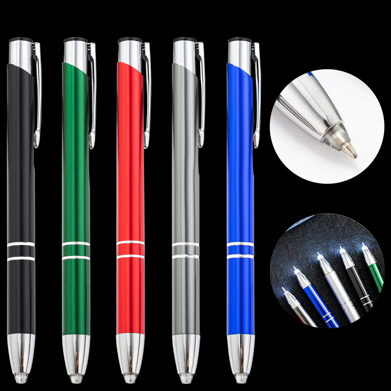 20PCS metal lamp pen spot wholesale touch ballpoint pen LED lamp multifunction pen three-in-one printable logo lamp pen