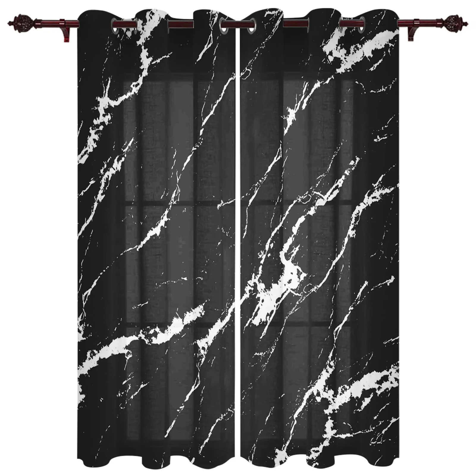 Black Concrete Crack Window Curtains for Living Room Luxury Bedroom Kitchen Window Treatments Curtains