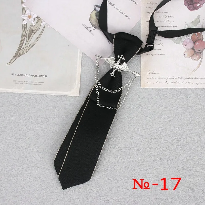 Handgemachte schwarze Band Krawatte Kristall Strass Schmuck Männer Shirts heiße neue Mädchen Jungen Kragen Krawatten Schuluniform Frauen Krawatte – Detail 18
