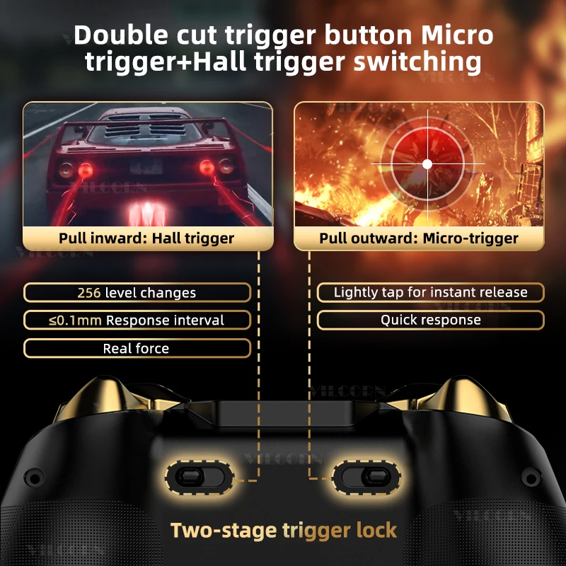 VILCORN PC Gaming Controller FPS Wireless Pro Gamepad For PS4 Switch Android IOS with Micro Motion Hall Trigger Joystick