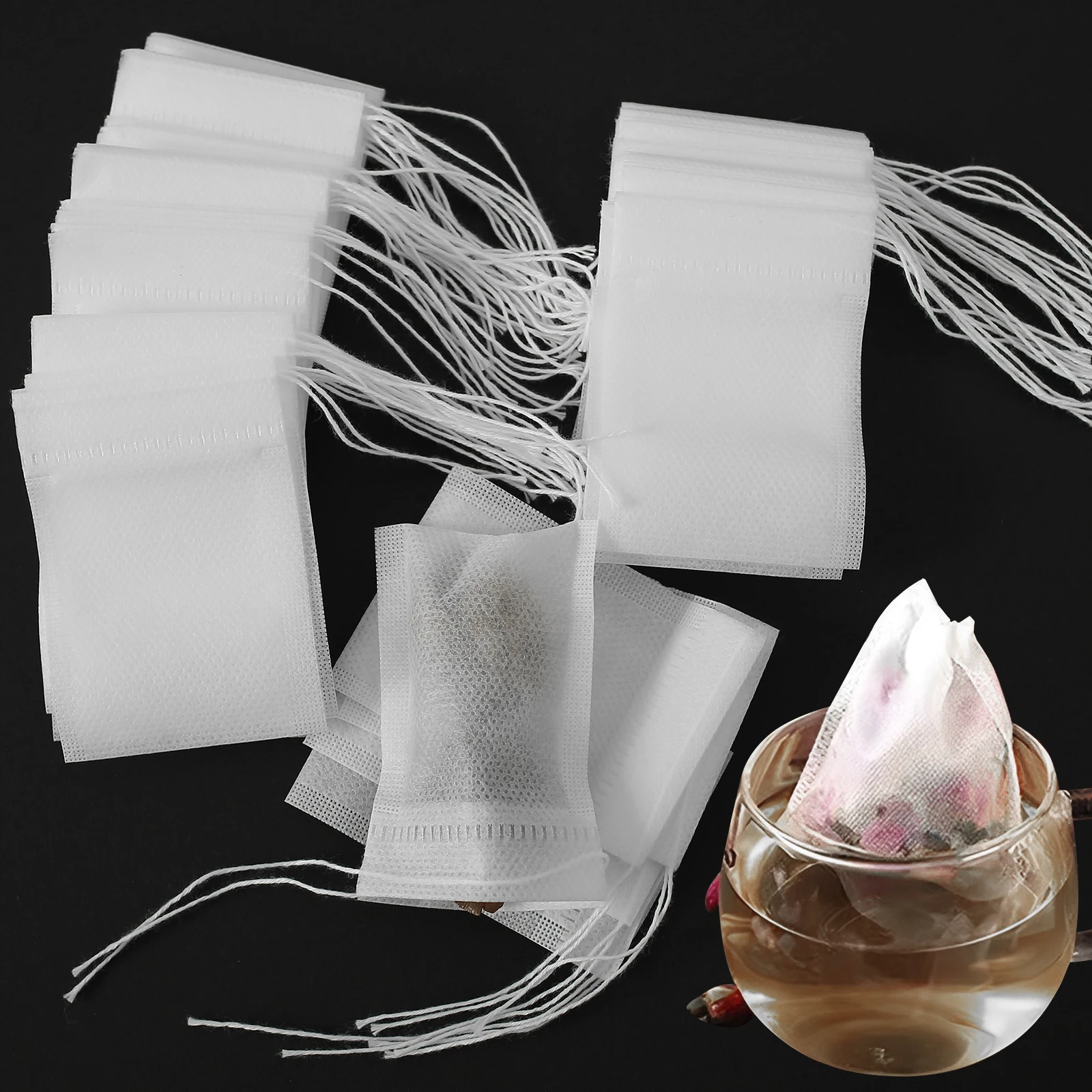 1000 Stück Einweg-Teebeutel, Filter, duftende Teebeutel mit Schnur, Heilung, Siegelpapier für die Küche, lose Blätter, Tee, Kaffee, Gewürze, Kräuter