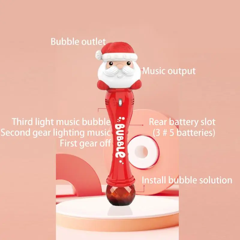 ไฟฟ้าคริสต์มาส Magic Bubble Wand เครื่องเป่าอัตโนมัติ Santa Shape เพลงเด็กมือถือ Bubble Blowing ของเล่นของขวัญ