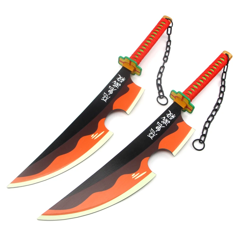 Anime Demon Slayer Uzui Tengen Swords Strap 80cm Cosplay Kimetsu no Yaiba réplica de arma gemela Bamboo Props Stage Show Collection