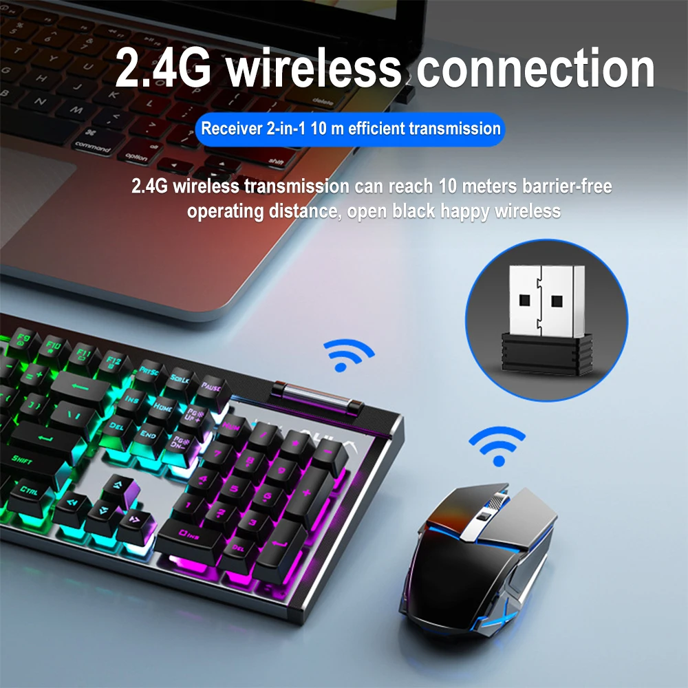 Imagem -03 - Combo de Teclado e Mouse sem Fio Notebook Recarregável Desktop Office Home Gaming E-sports T610