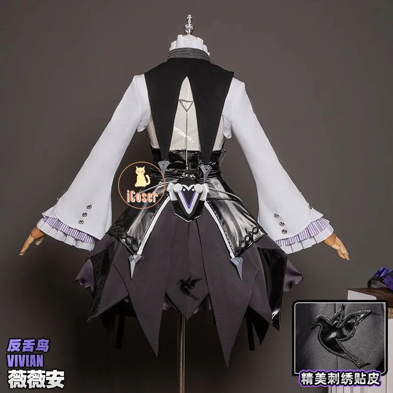 25COSZenless منطقة صفر فيفيان تأثيري حلي شعر مستعار فستان موحد أغطية الرأس الطائر المحاكي كرنفال حفلة الهالوين للنساء الفتيات Pr