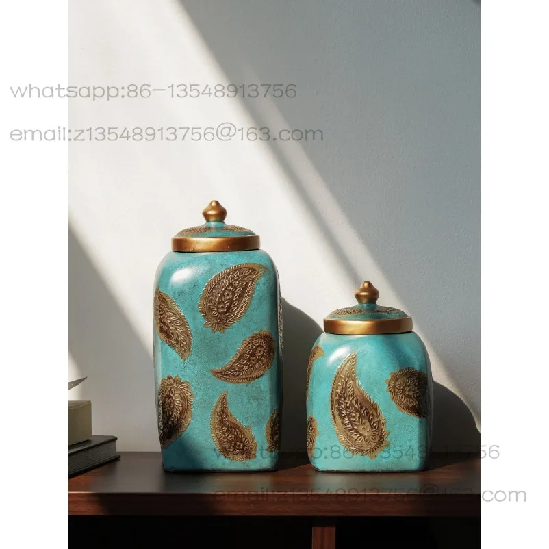 Vintage Country Storage Tank Study Living Room TV Cabinet Desktop Ornament Resin Decoration Handicraft Decoration