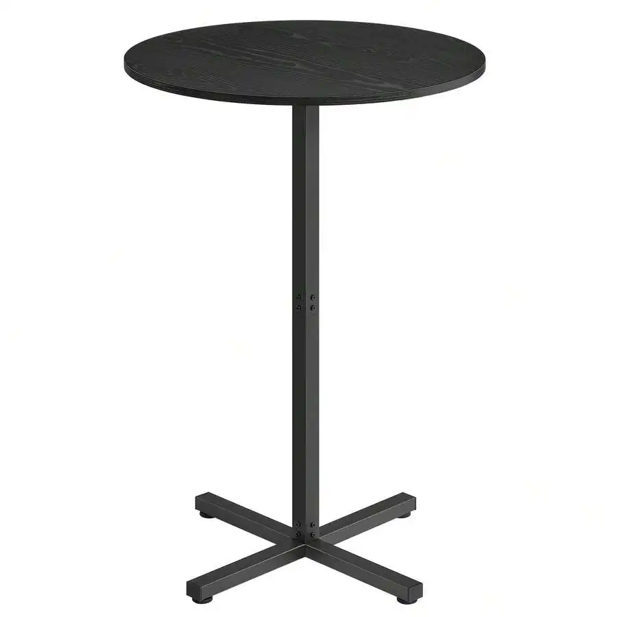 Round Cocktail Table, High Top Bar Pub Table With Metal Frame And Cross Base, For 2-3 People, Modern, Easy To Assemble, 22.8 X 4