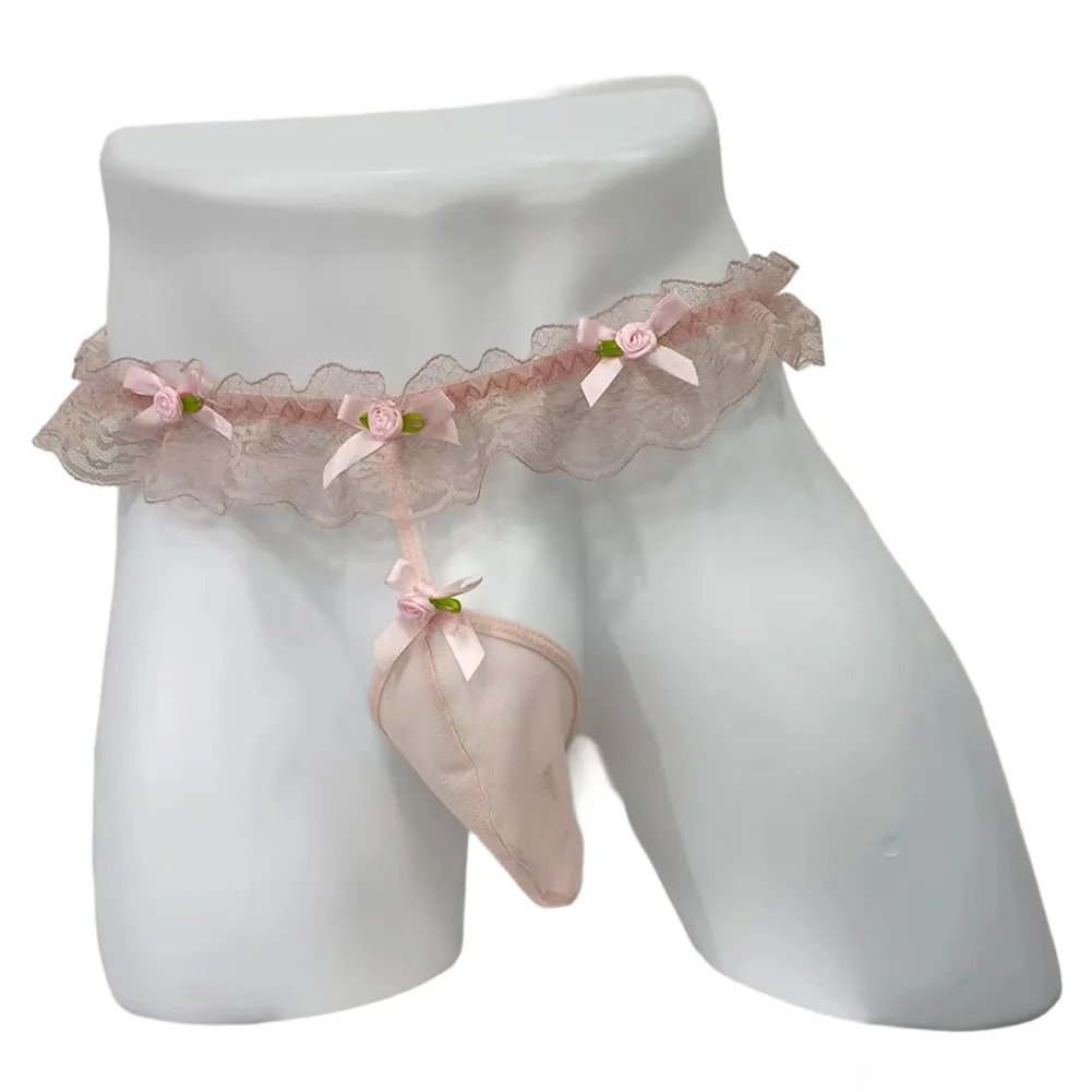 

Men Lace Sissy Gay Underwear G-string Temptation Mesh Pearl T-back Panties Thong Bulge Pouch G String Jockstrap Hombre Briefs