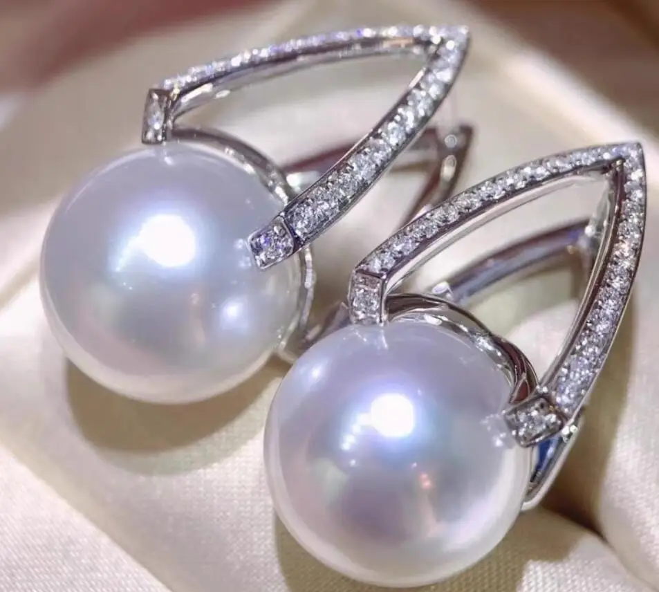 

Charming South Sea 10-11mm 11-12mm Round White Pearl Earring Sterling Silver 925 Earrings