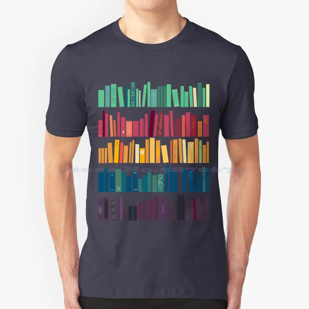 Colorful Library T Shirt 100% Cotton Tee Reading Library Bookshelves No Shelf Control Colorful Books Libraries Librarian Book