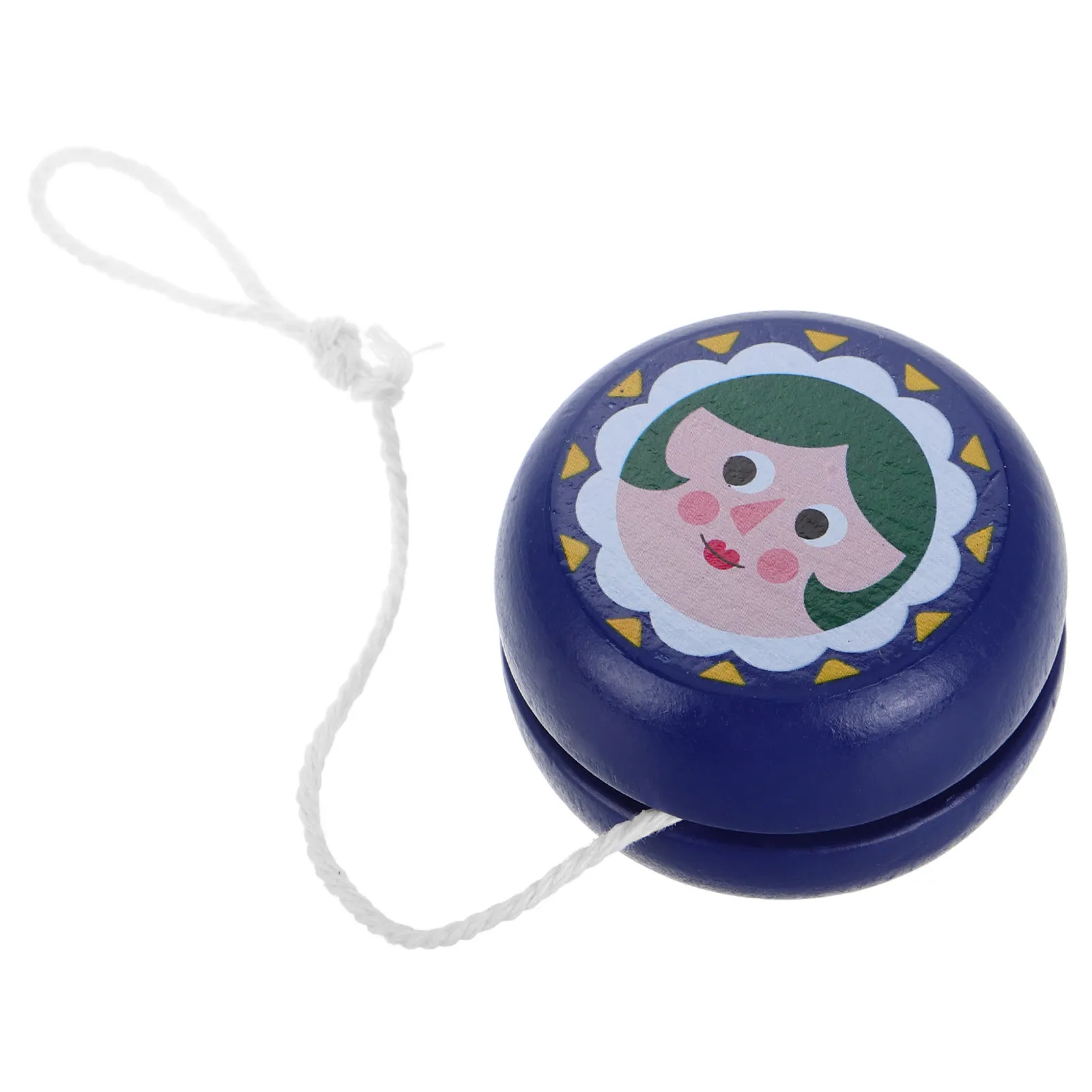 Wooden Yoyo Dark Blue Cute Soldier Cartoon Pattern Early Education Developing Fine Motor Skills Indoor Outdoor Kids Beginners