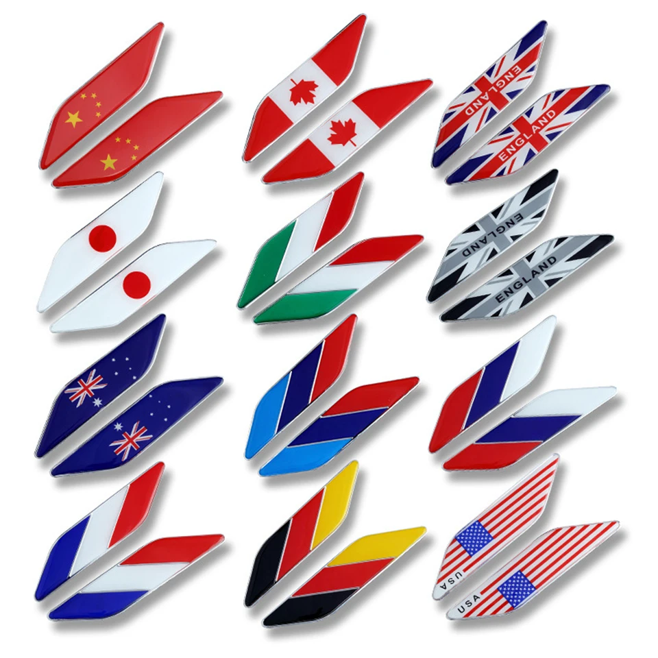

Car Fender Flag Decal,Multi-Country Patriotic Emblem for Side Panel (US/UK/IT/AU/JP/FR/CA/China),Scratch Cover Sticker CB-26
