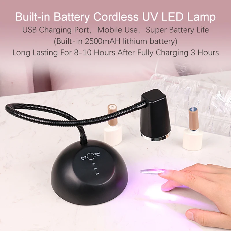 Portable Desktop Sensor Focused Beam USB Rechargeable Nail Lamp Cordless Mini Battery 18W UV LED Nail Light for Curing Finger