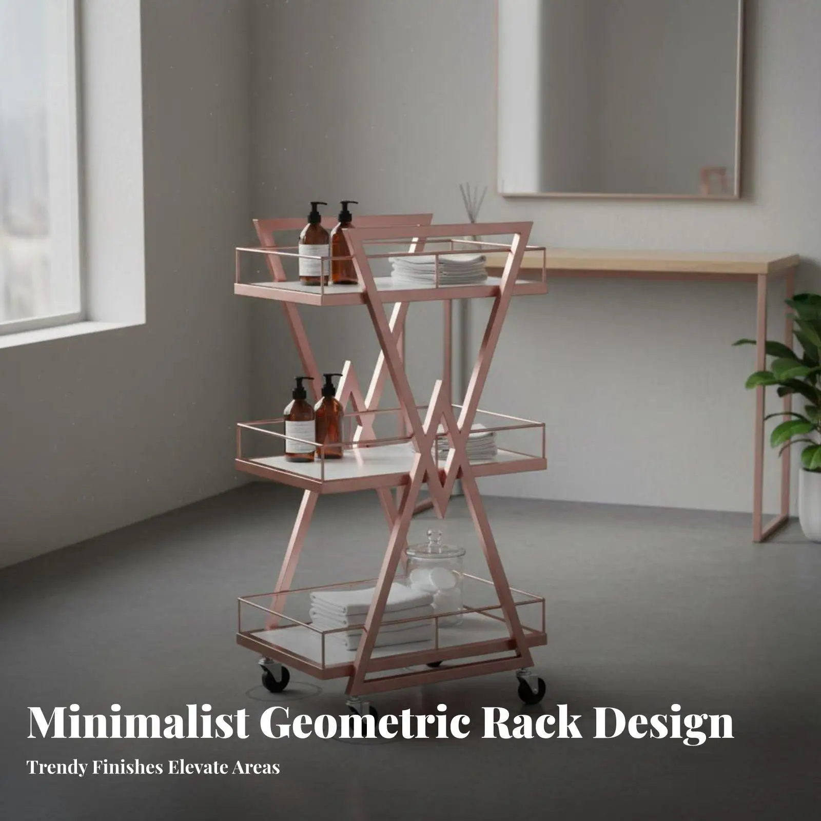 Elegant Salon Storage Cart with Metal Frame and Marble Shelves for Beauty Kitchen and Bathroom
