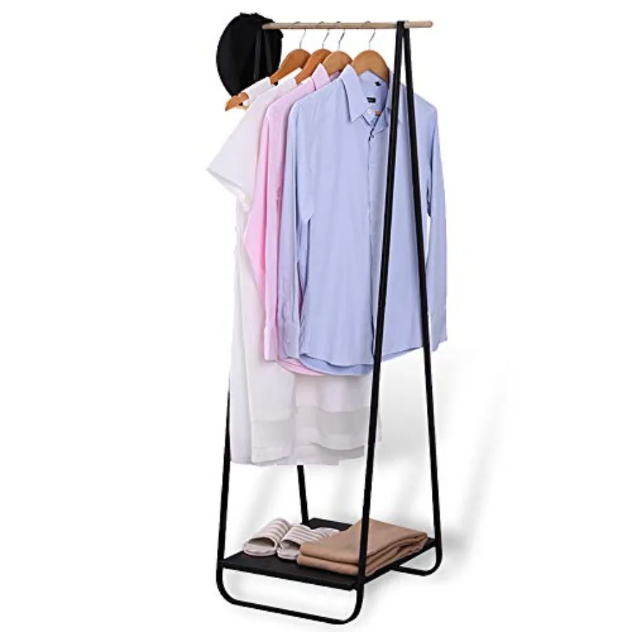 

Compact Clothes Rack Simple Garment Rack with Shelf 1-Tier Coat Clothing Organizer Storage for Hats Bags Shoe for Entryway Bedr
