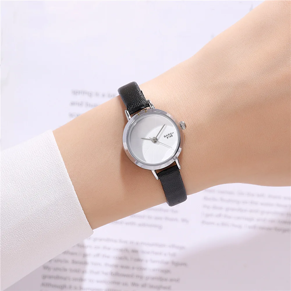 fashion simple small dial women ladies PU leather quartz casual watch